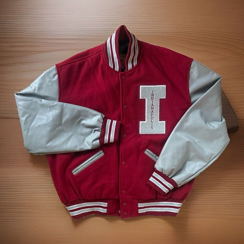 🔥NEW Indiana Hoosiers Letterman Wool Grad Jacket Indianapolis Y2K Maverick USA